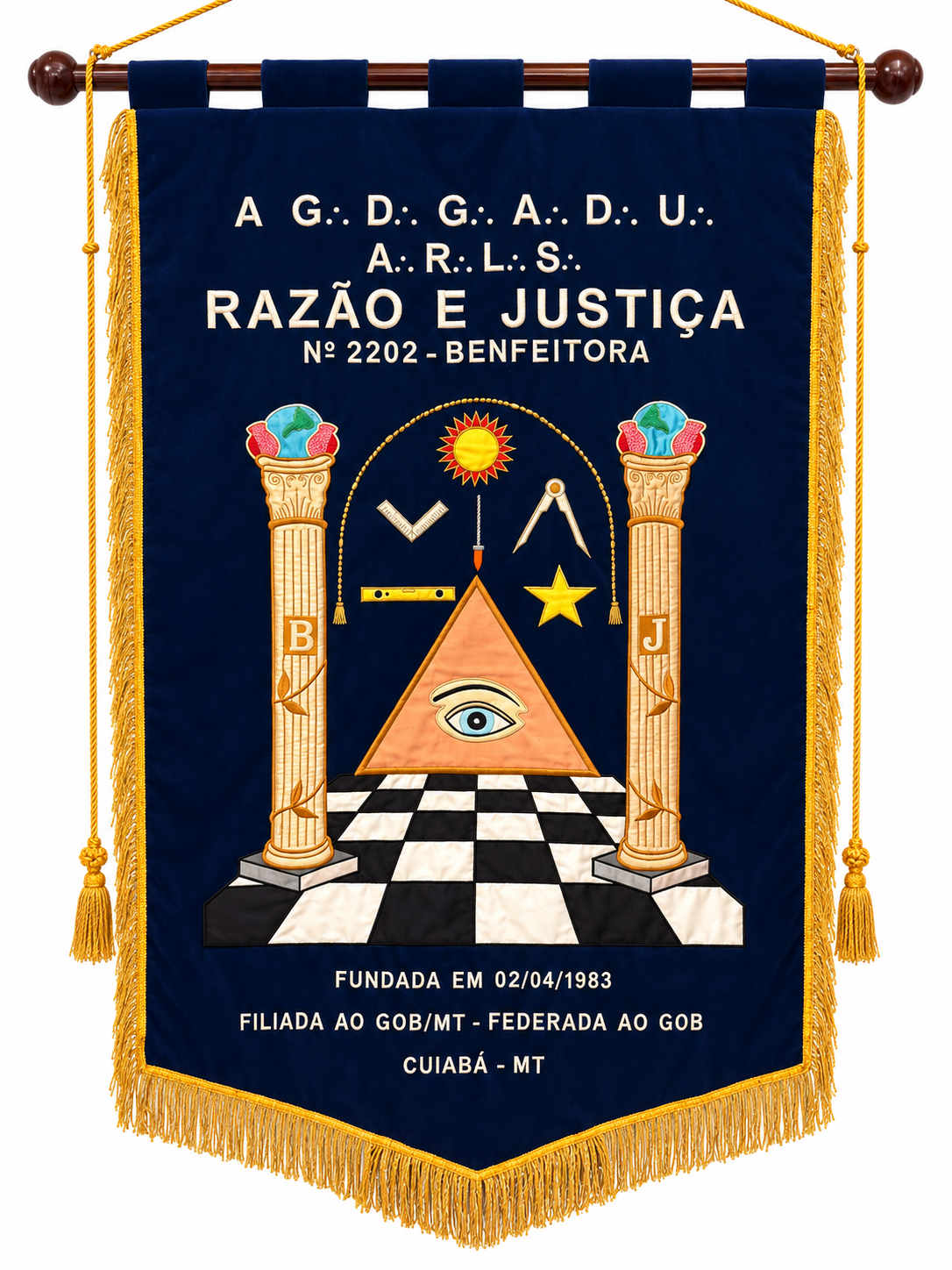 Estandarte da A.R.L.S. Razão e Justiça - Benfeitora da Ordem